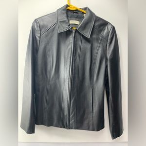 Valerie Steven’s Black Leather coat Size M